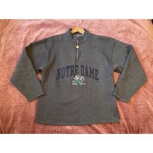 Vintage 90s Y2K Notre Dame Fighting Irish 1/4 zip Pullover Sweatshirt Sz M